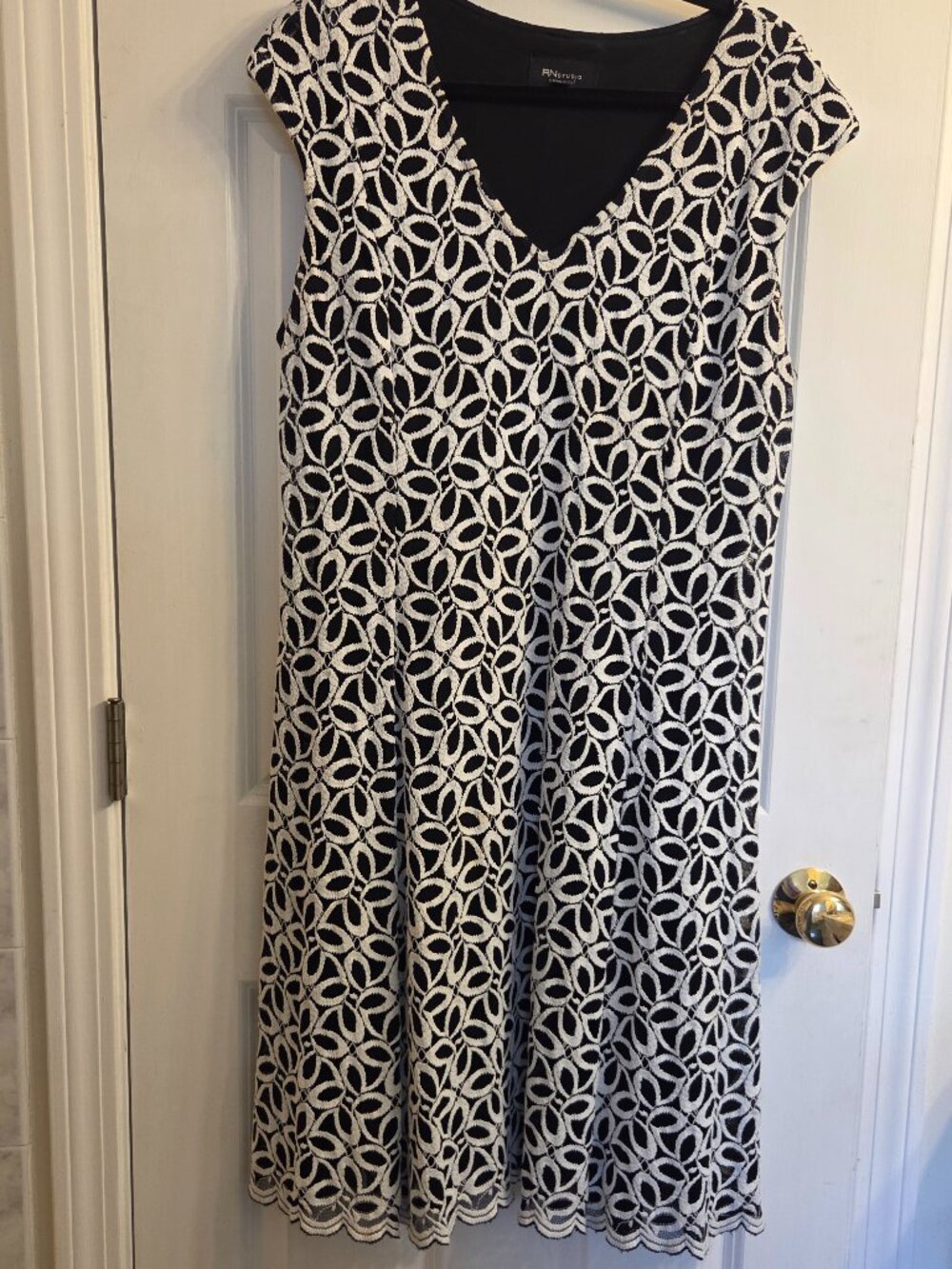RN Studio Cream Lace & Black Dress